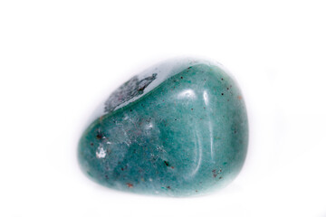 Macro mineral stone aventurine green on white background