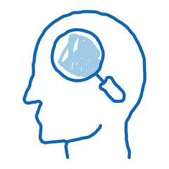 Magnifier Glass In Man Silhouette Mind doodle icon hand drawn illustration