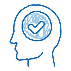 Approved Mark In Man Silhouette Mind doodle icon hand drawn illustration