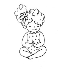 The drawing of the Yogi is made in black liner.