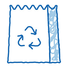 Paper Bag With Recycle Sign Packaging doodle icon hand drawn illustration