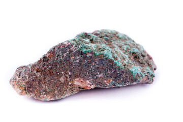 stone macro mineral malachite on a white background