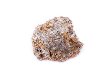 stone macro mineral arsenopyrite on a white background