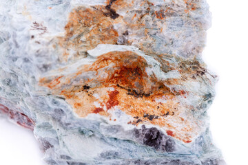 Macro mineral stone Copper on white background