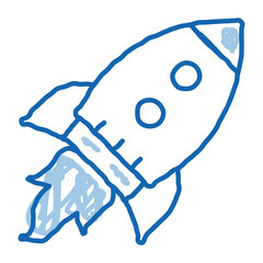 Flying Rocket Spaceship Agile Element doodle icon hand drawn illustration
