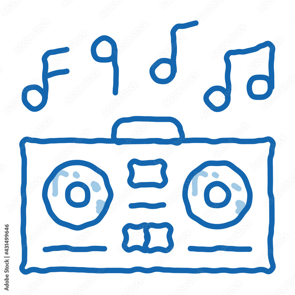 Poster playing record player and musical notes vector