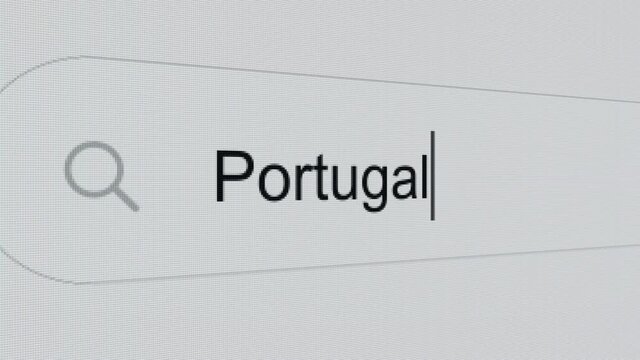 Portugal - Pc screen internet browser search engine bar typing european Country name.