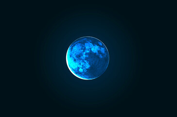 Fototapeta na wymiar Big blue full moon close up on black sky