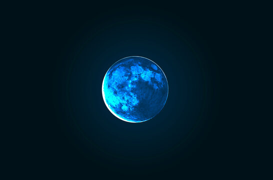 Big blue full moon close up on black sky - Powered by Adobe