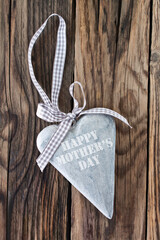 Happy Mother's Day and wooden heart