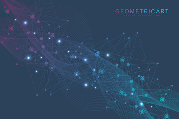 Modern futuristic background of the scientific hexagonal pattern. Virtual abstract background with particle, molecule structure for medical, technology, chemistry, science. Social network vector.