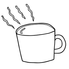 カップに入ったホットコーヒーの線画イラスト