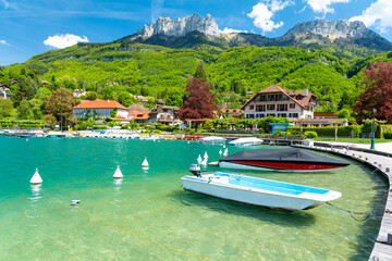 amazing Lake Annecy in Talloires in France - 431501814