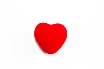 red velvet heart on white background