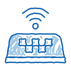 Presence of Wi-Fi in Taxi Online doodle icon hand drawn illustration