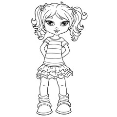 cute girl in fashion clothes coloring page