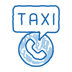 Taxi Call Telephone Service Online Taxi doodle icon hand drawn illustration