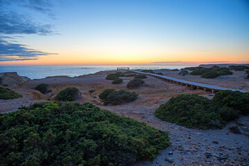 sunset scenery at costa vicentina Portugal, beautiful Carrapateira coast