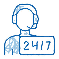 Hotline Man Support Postal Transportation Company doodle icon hand drawn illustration