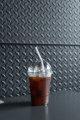 iced americano black coffee glass