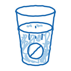Glass of Water for Taking Pills Supplements doodle icon hand drawn illustration
