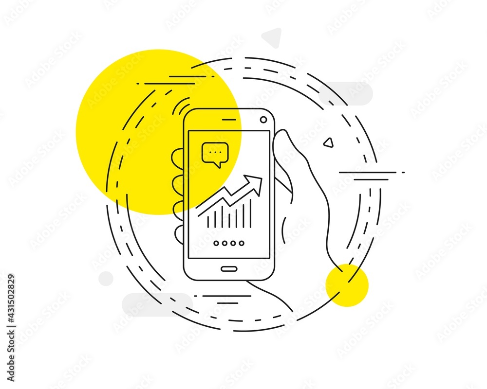 Aufkleber chart line icon. mobile phone vector button. report graph or sales growth sign. analysis and statist