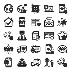 Feedback icons. Set of User Opinion, Customer service and Star Rating icons. Testimonial, Positive negative emotion, Customer satisfaction. Social media feedback, star rating technology. Vector