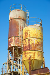 Metal tanks in a farm