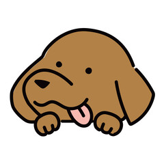 笑顔のダックスフントの顔のイラスト
