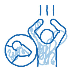 Rats Human Panic doodle icon hand drawn illustration