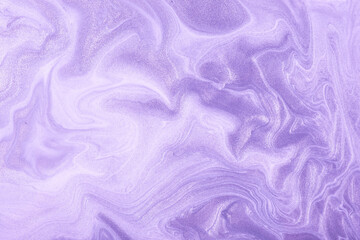 Abstract fluid art background light purple and lilac colors. Liquid marble. Acrylic painting with...
