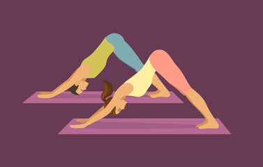 Downwards facing dog yoga position exercise