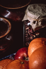 grunge still life with fruit