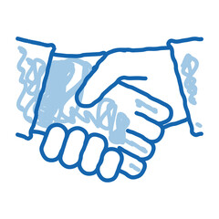 Handshake doodle icon hand drawn illustration