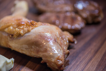 Closeup carnivore diet. Meat heal idea. Plant-free. Non-vegan. Healthy nutrition food.