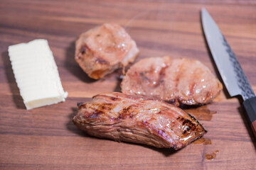 Closeup carnivore diet. Meat heal idea. Plant-free. Non-vegan. Healthy nutrition food.