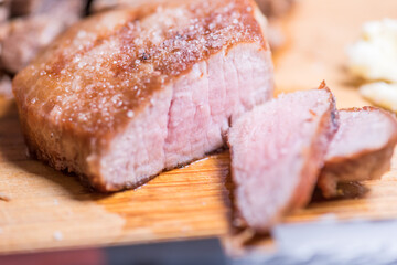 Closeup carnivore diet. Meat heal idea. Plant-free. Non-vegan. Healthy nutrition food.