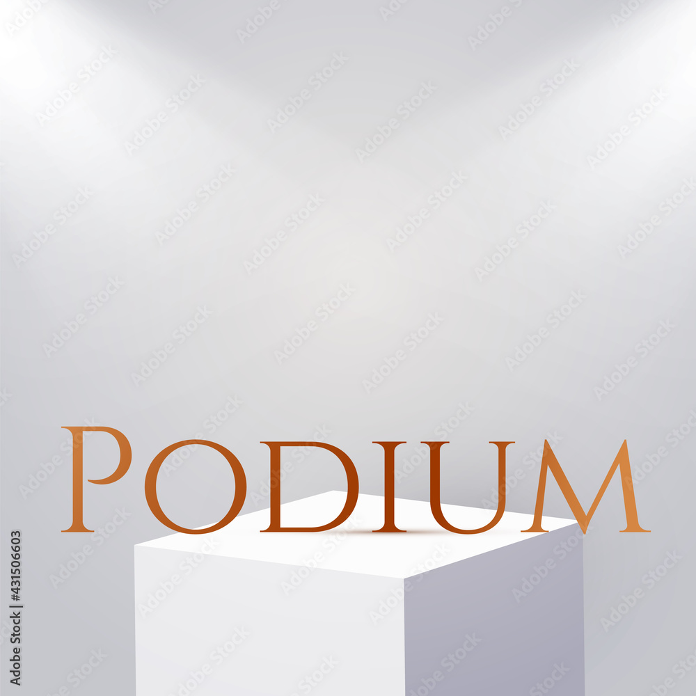 Wall mural 3d realistic white square podium with soft light. cube showcase. product display