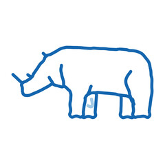 Rhinoceros doodle icon hand drawn illustration