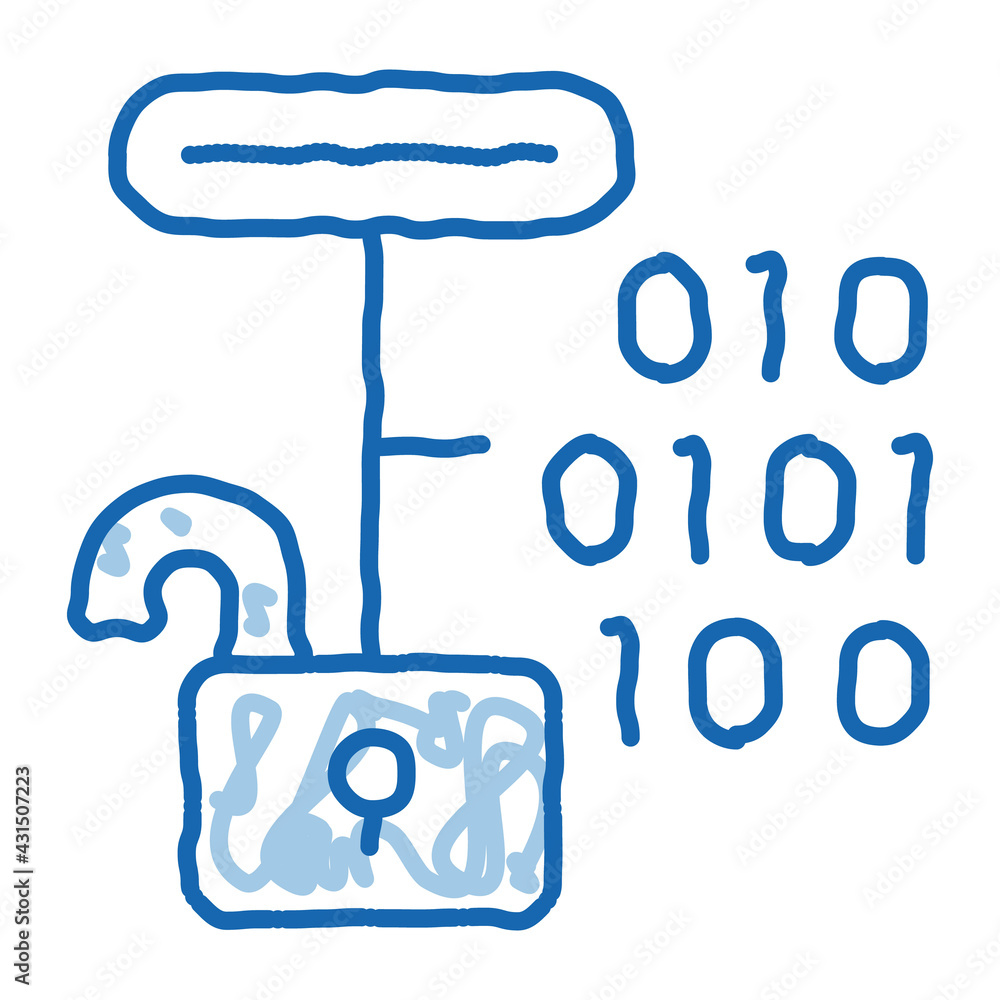 Poster hacking binary code doodle icon hand drawn illustration