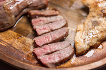 Closeup carnivore diet. Meat heal idea. Plant-free. Non-vegan. Healthy nutrition food.