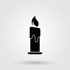 Birthday candle vector icon. Decorative candle flame symbol.