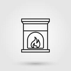 Fireplace icon. House interior design.