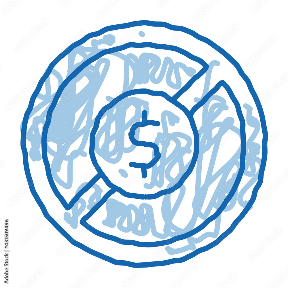 Poster Dollar Banknote Ban doodle icon hand drawn illustration