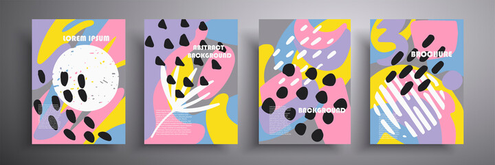 Vector creative design. Covers with abstract shapes and doodles. Modern trendy pattern for funny cover template for brochure, book, magazine, postcard, notepad, etc.