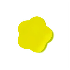 Vector circle star shaped bright yellow sticker isolated on white background, realistic 3D vector illustration, blank template.
