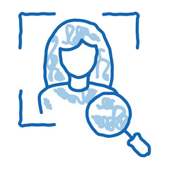 Woman Identity Check doodle icon hand drawn illustration