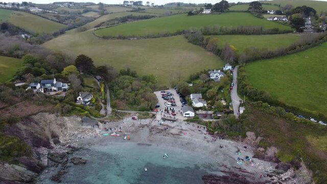 Talland bay cornwall england uk aerial drone from above 
