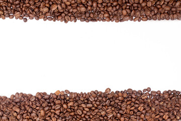 Coffee beans frame borders made from roasted coffee beans. Blank for text