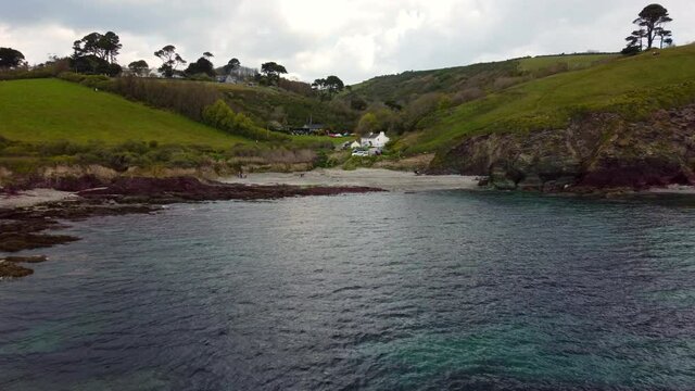 Talland bay cornwall england uk aerial drone from above 